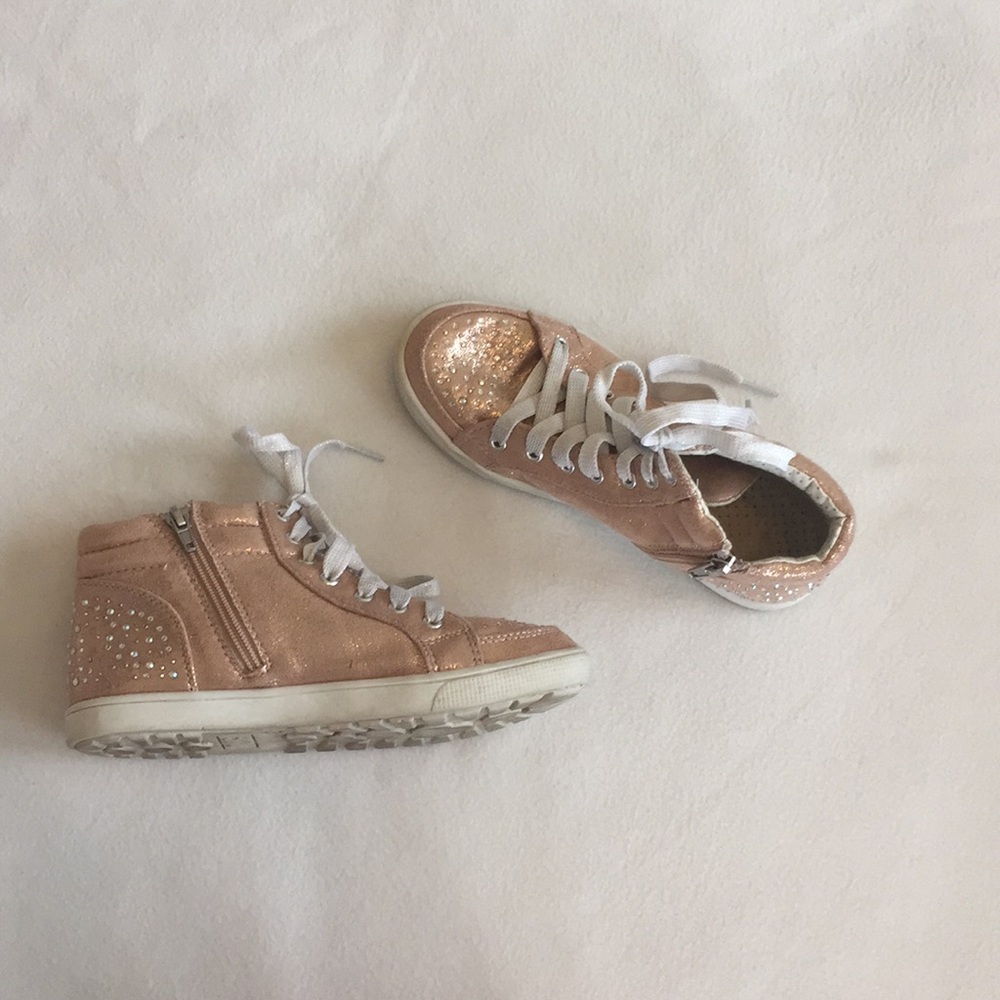 Rose gold high top sneakers